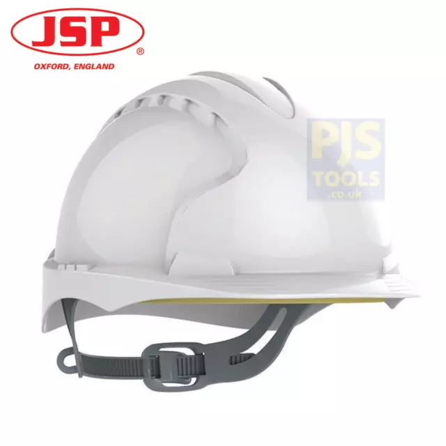 JSP EVO2 white vented mid peak comfort hard hat safety helmet slip ratchet