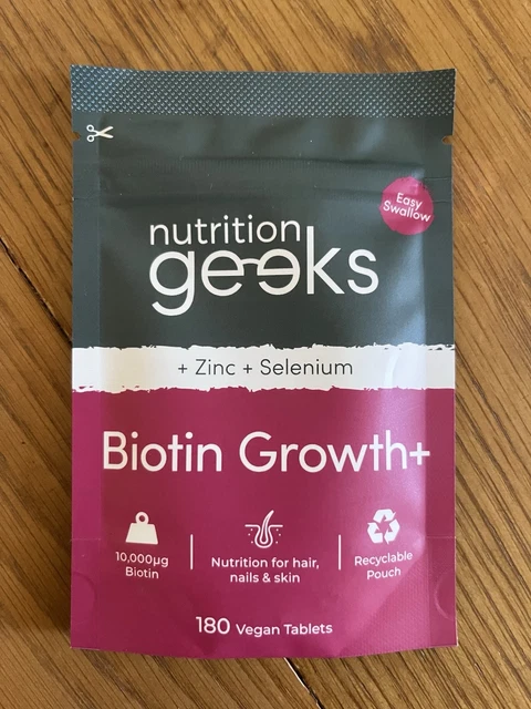 Mutition Geeks NUTRITION GEEKS BIOTIN Growth Zinc Selenium 180 Vegan Tablets NEW £4.99 ...