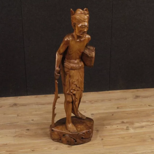 Sculpture Indian statue object wood old character antique style 20th century