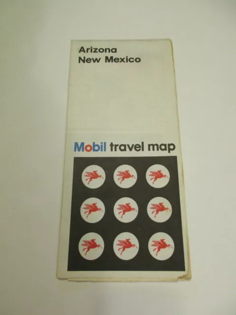 Vintage 1973 Mobil Arizona New Mexico Gas Station Travel Road Map-Box 6