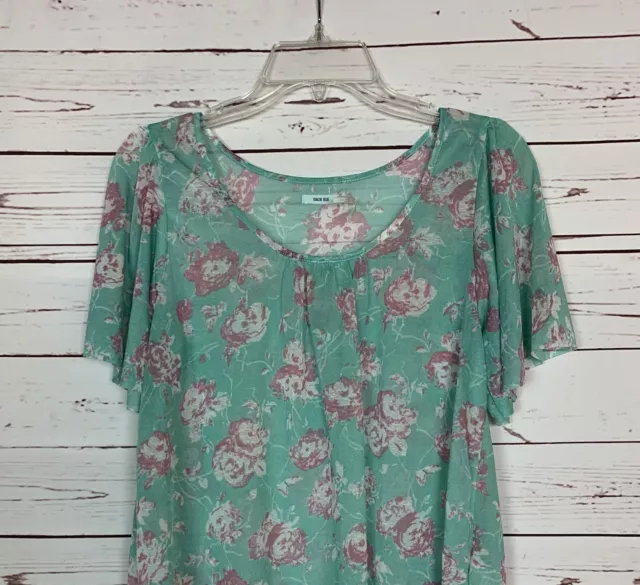 Kimchi Blue Urban Outfitters Women’s S Small Blue Floral Short Sleeve Top Shirt 2