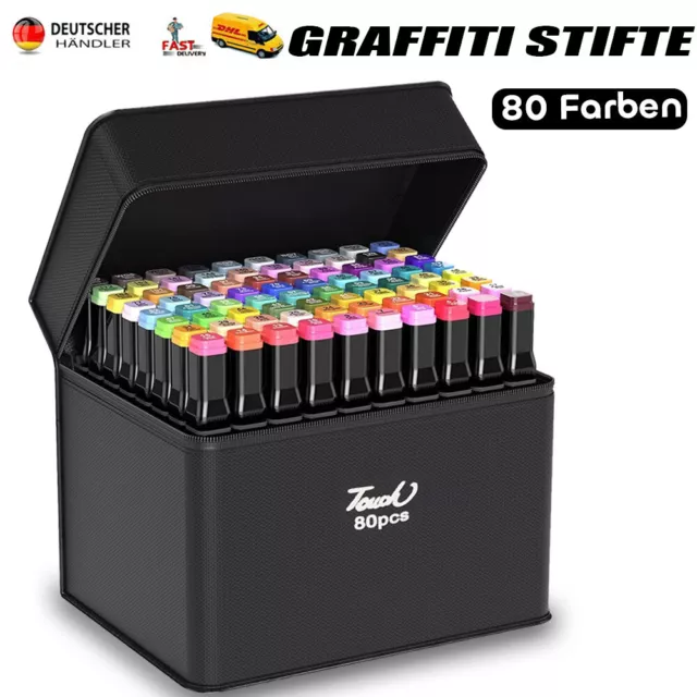 80 Farben Graffiti Stifte Set Doppelmarkierungsstifte Set Filzstifte für Manga