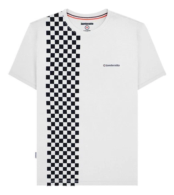 Lambretta Maglietta Uomo A Righe Modello LB9102, Girocollo In Puro Cotone, Maniche Corte Con Logo Ricamato, Taglie Dalla 2XL Alla 5XL