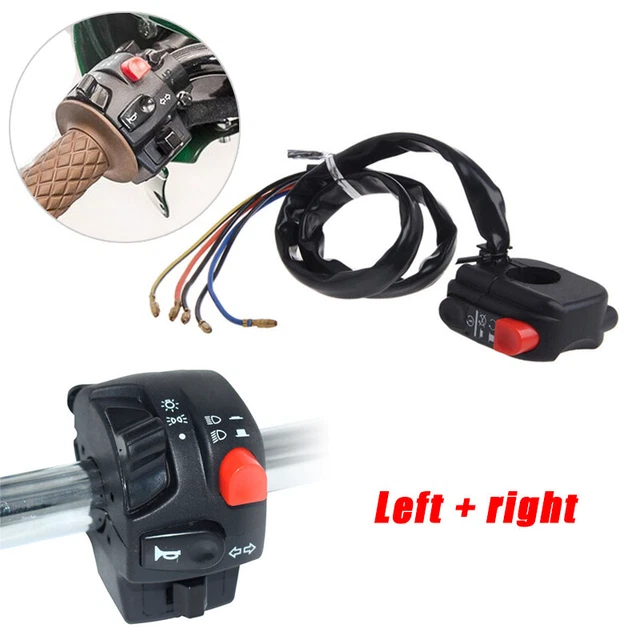 Pair 7/8" Motorcycle Handlebar Control Switch for Headlight Horn Engine Start