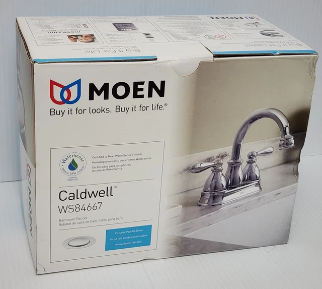 MOEN CALDWELL CHROME Finish With PopUp Drain Bathroom Faucet NEW 47.