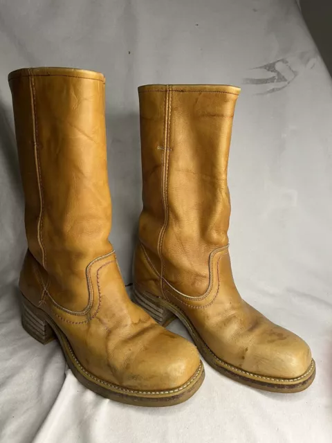 Vintage Thom McAn Leather Campus Style Boots Women’s 10 Stacked Heel READ