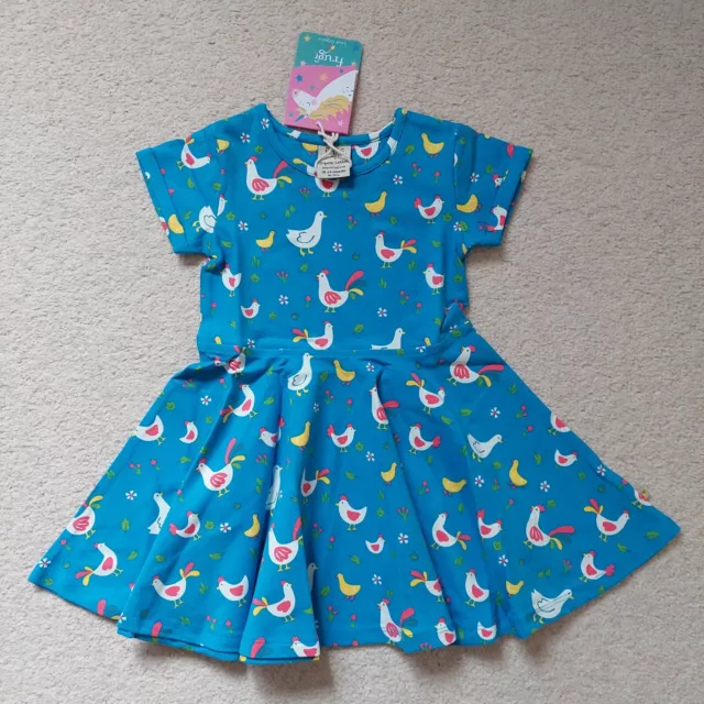 Abito pattinatore primavera bambina Frugi Bantam polli 18-24 mesi nuovo con etichette