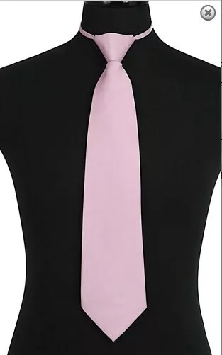 New formal men's pre-tied ready knot necktie poly solid wedding party Pink