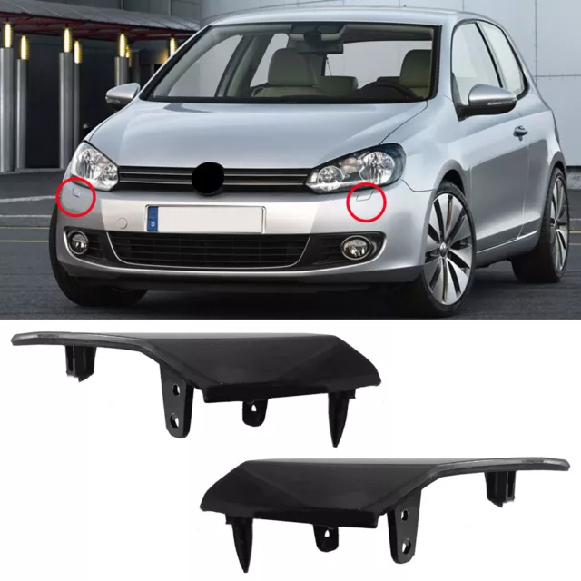 2X Front Headlight Washer Jet Spray Cover Caps For 2009-2013 VW Golf 6 MK6 GTI