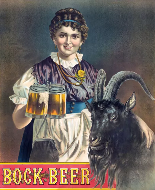 12843.Decor Poster.Home wall.Room vintage interior design.Girl beer with goat
