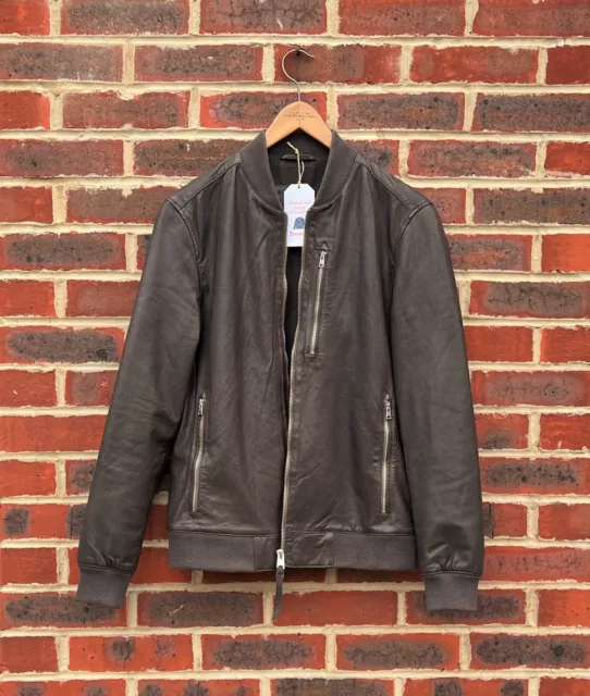 AWESOME ALL SAINTS Mens KINO Leather Bomber Jacket SMALL Biker Moto 159.99 PicClick UK