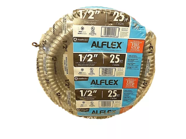 Southwire Conduit 1/2 in. x 25 ft. Alflex RWA Metallic Aluminum-Flexible-ULL