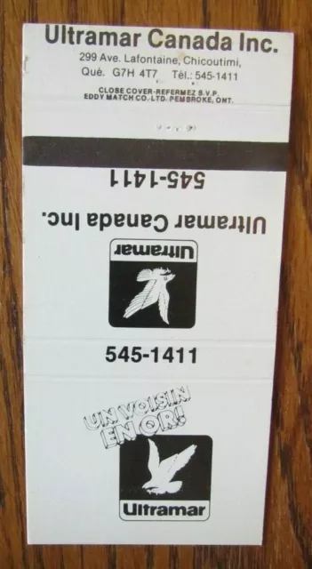 Ultramar Gas Station Matchbook Matchcover: Chicoutimi. Quebec -E11
