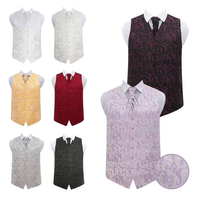 Gilet da smoking da uomo ragazzo set cravatta tessuto floreale floreale abito da smoking di DQT