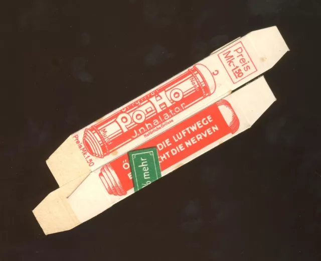 Pappschachtel 72 Po-Ho SANITÄTSWERK Hamburg TASCHEN-INHALATOR um 1920 Mark-Preis