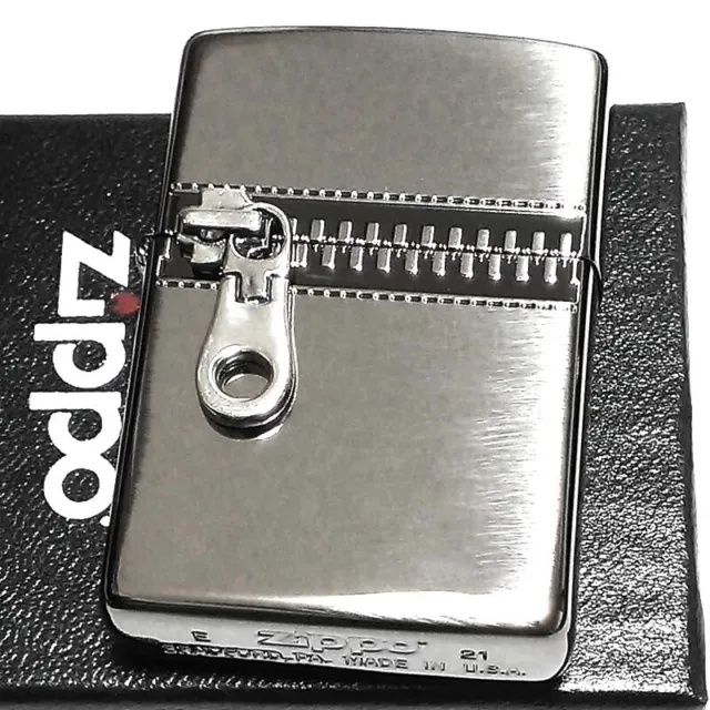 Zippo Oil Lighter Zipper Silver Brass Etching Double Sided Processing Japan