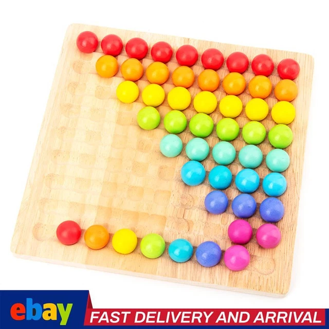 BEADS BOARD GAME, Clip Beads Wooden Go Games Set Dots Shuttle Beads Toy for Kids EUR 15,24