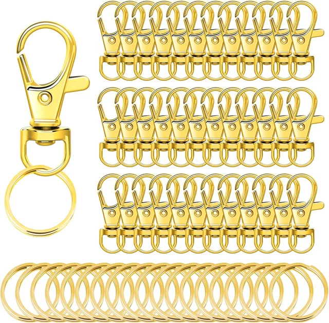 60Pcs Gold Swivel Snap Hooks with Key Rings, Keychain Clip Hooks, Key Chain Ring