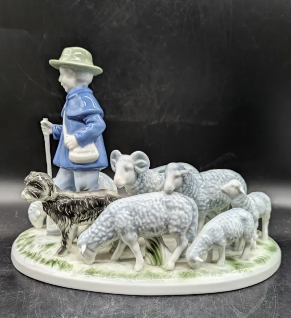 RPM Bavaria W Germany Royal Porzellan Manufaktur SHEPHARD WITH SHEEP #7023 Dog