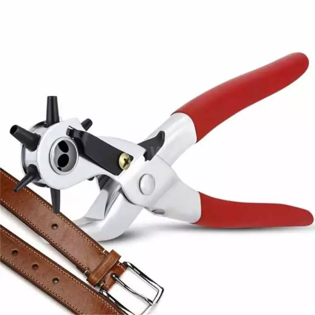 Leather Belt Puncher Eyelet Hole Paper Punch Punching Plier Revolving Craft Tool