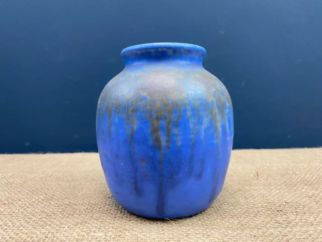 ANTIQUE 1920/30s BLUE RUSKIN BRITISH ART POTTERY VASE