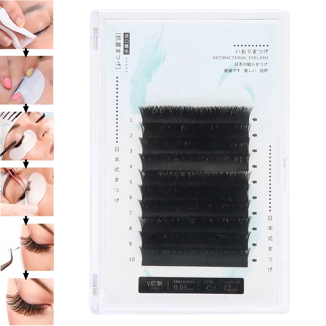 (12MM)False Eyelash 0.05C VShaped Eyelash Extension False Eyelash Soft For