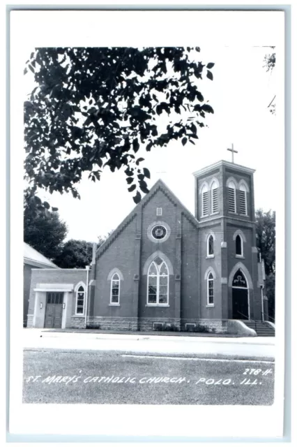 c1950's St. Mary's Catholic Church Polo Illinois IL RPPC Photo Vintage Postcard