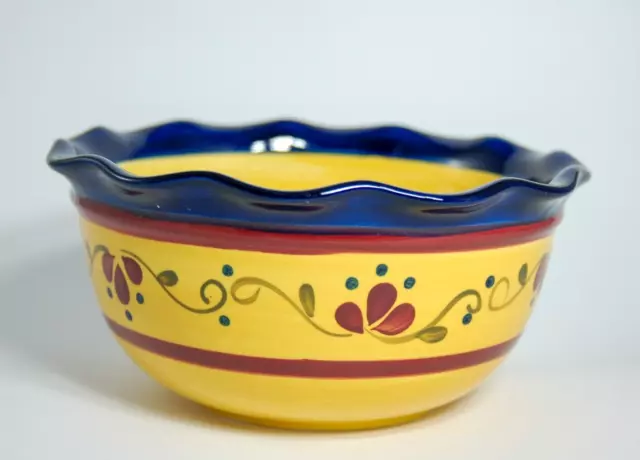 Home & Garden Party Floral yellow round stoneware serving bowl 8.5 inch