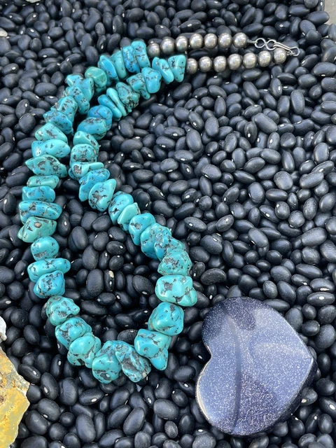 18” Navajo Pearl Beautiful Blue Turquoise Huge heavy nuggets Necklace🌵Old pawn 18” Navajo Pearl Beautiful Blue Turquoise Huge heavy nuggets Necklace🌵Old pawn