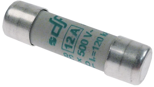 fusible verre mesure ø10x38mm 12A nominale 500V