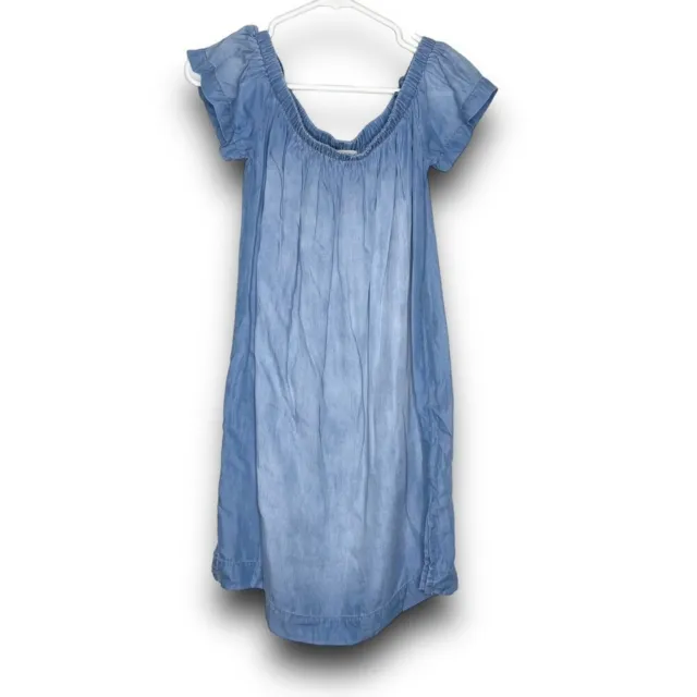 CLOTH & STONE Light Blue Chambray Off the Shoulder Mini Dress Women's Small