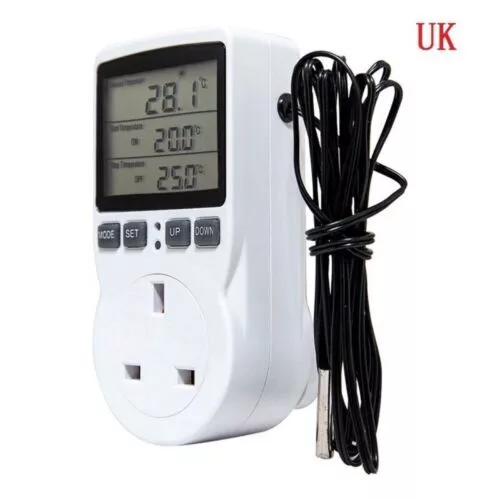 Electric LCD Digital Temperature Controller UK Plug In Energy Monitor Timer UK