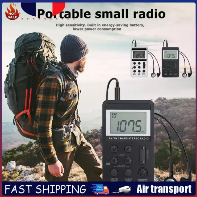 Dual Band Stereo AM/FM Pocket Radio Digital Display Mini Radio Receiver FR