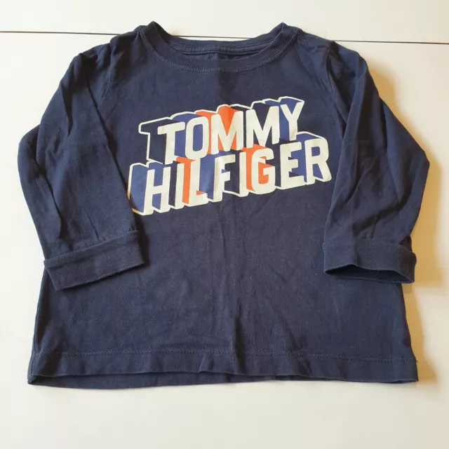 Tommy Hilfiger T-Shirt Top Navy Blue Long Sleeve Baby 18 Months Excellent