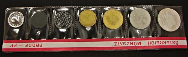 AUSTRIA 2 Groschen / 10 Schilling 1972 Proof - 7 Coins Proof Set *