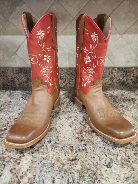 New Ladies 8 B Twisted X WRAL012 Rancher Cowgirl Boots Tan/Red