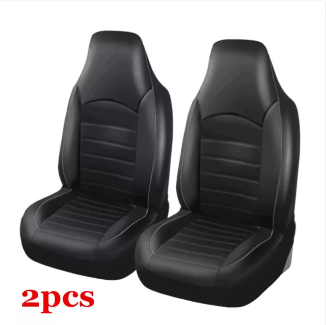 2x PU Leather Car Seat Cover Protector Cushion Black&Gray Front Cover Universal 2x PU Leather Car Seat Cover Protector Cushion Black&Gray Front Cover Universal