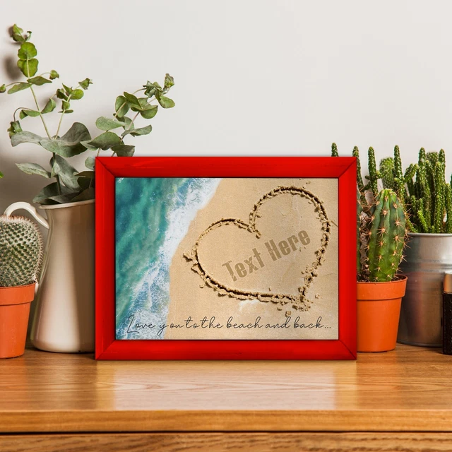 Personalised Heart In The Sand - A4 Metal Sign Print - Frame Options Available 2