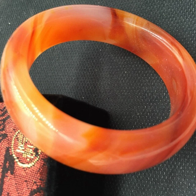 54-63mm Beautiful Female Bangle Chinese Orange Pattern Jade Hand-Carved Bracelet