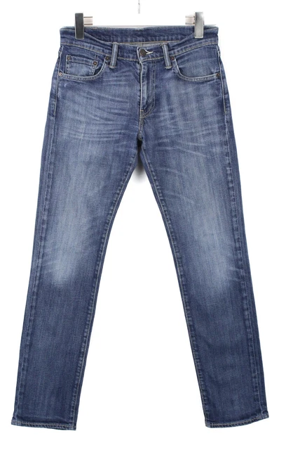 Levi's 511 Jeans Uomo W29/L32 Slim Fit Sbiadito Zip Fly Baffi Blu
