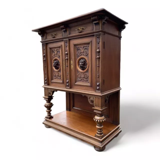 Gründerzeit Historismus Anrichte Mit Löwen Stollenschrank Vertiko Buffet um 1880