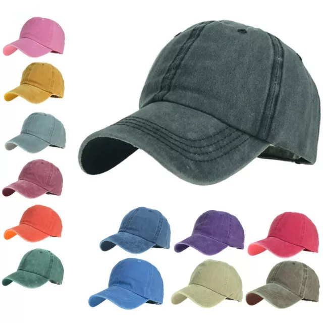 Gorra Béisbol Bola Papá Sombrero Liso Ajustable Solid Lavado Hombre Mujer Go <