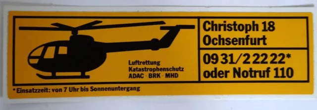 Werbe-Aufkleber ADAC Luftrettung Christoph 18 Ochsenfurt RTH 80er BRK