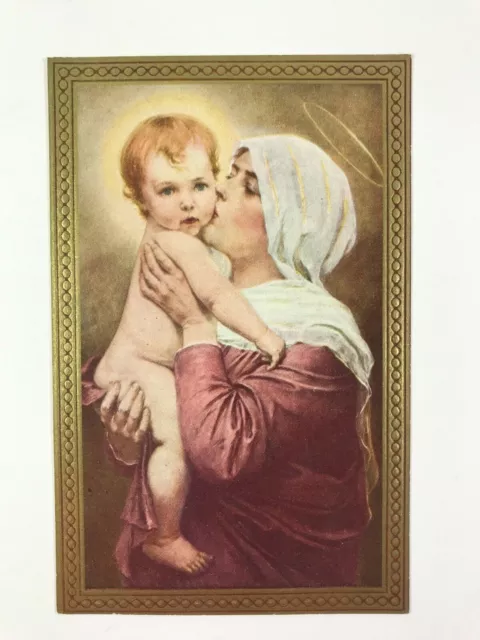 Mary and Baby Jesus Madonna and Child Mary and Jesus Postcard with Gold Border