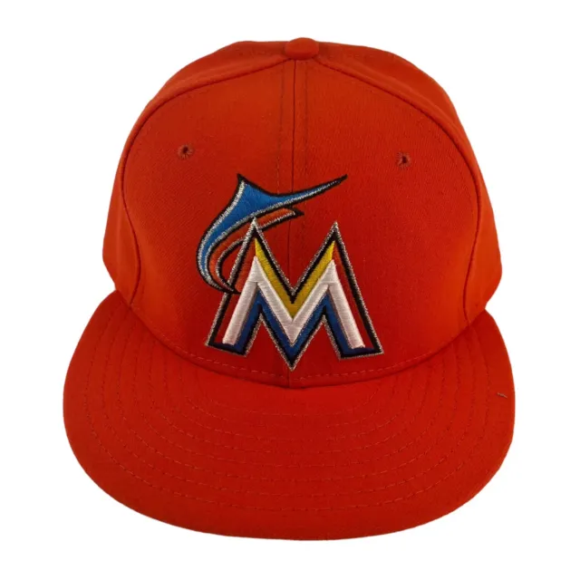 Miami Marlins New Era Authentic PE Made In USA 59FIFTY Fitted Hat-Orange 7 1/4