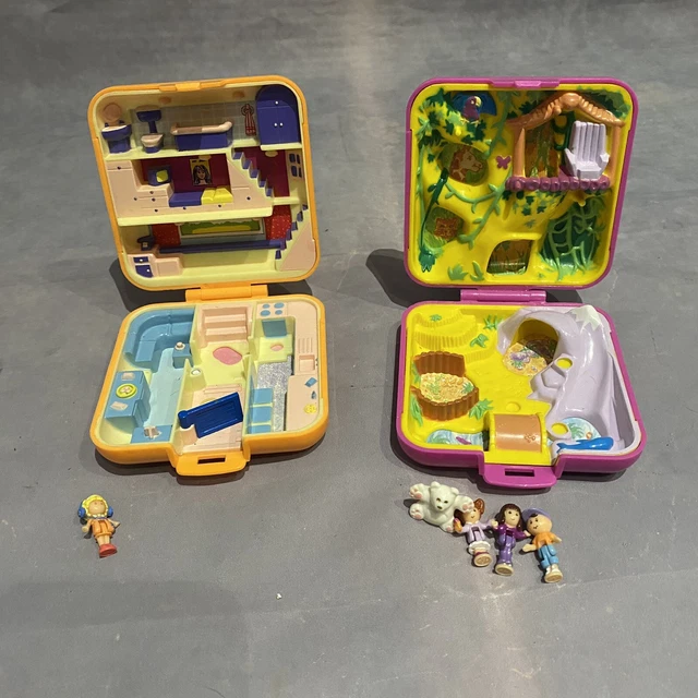 2 VINTAGE POLLY Pocket Wild Zoo World & Pollys Town House Bluebird