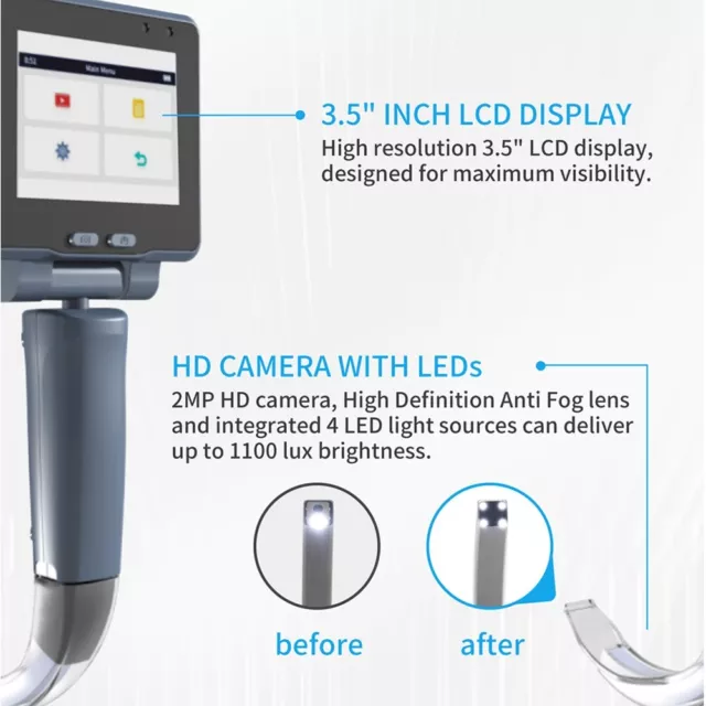 Vidéo Laryngoscope Numérique Écran Tactile 3,5 pouces Rechargeable Nouveau 3