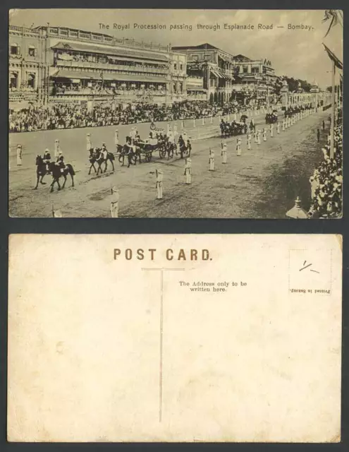 India Old Postcard The Royal Procession Passing Through Esplanade Road Bombay