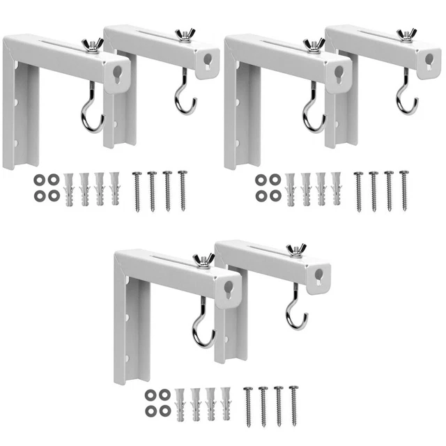 6 Pcs Adjustable Curtain Rod Brackets Projector Wall-mounted