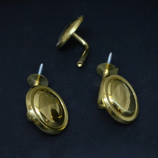 Vintage Brass Hardware Curtain Holder hoop bracket x4 units Antique hook-e 3